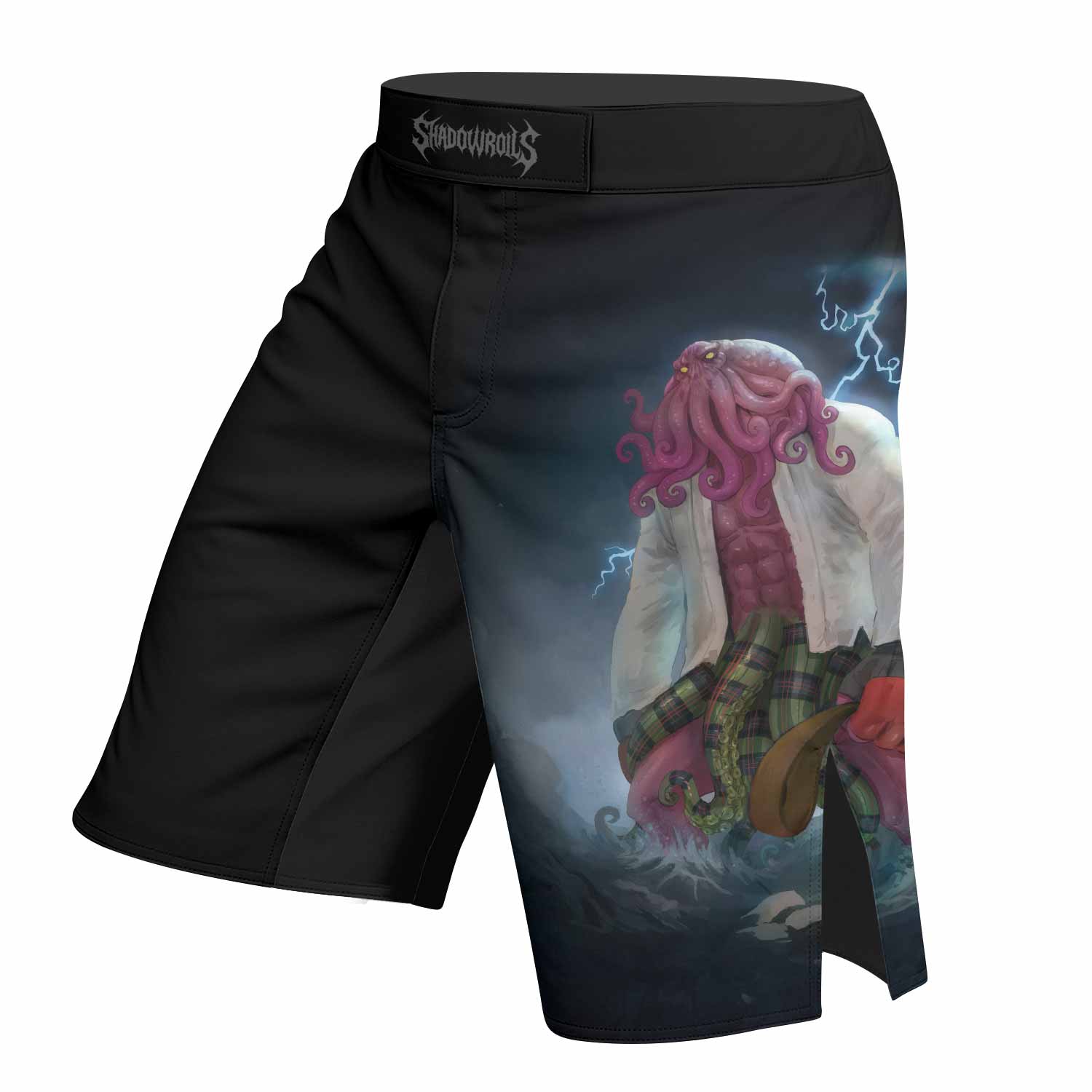 Brown Ranked Cthulhu MMA Fight Shorts – left side mockup