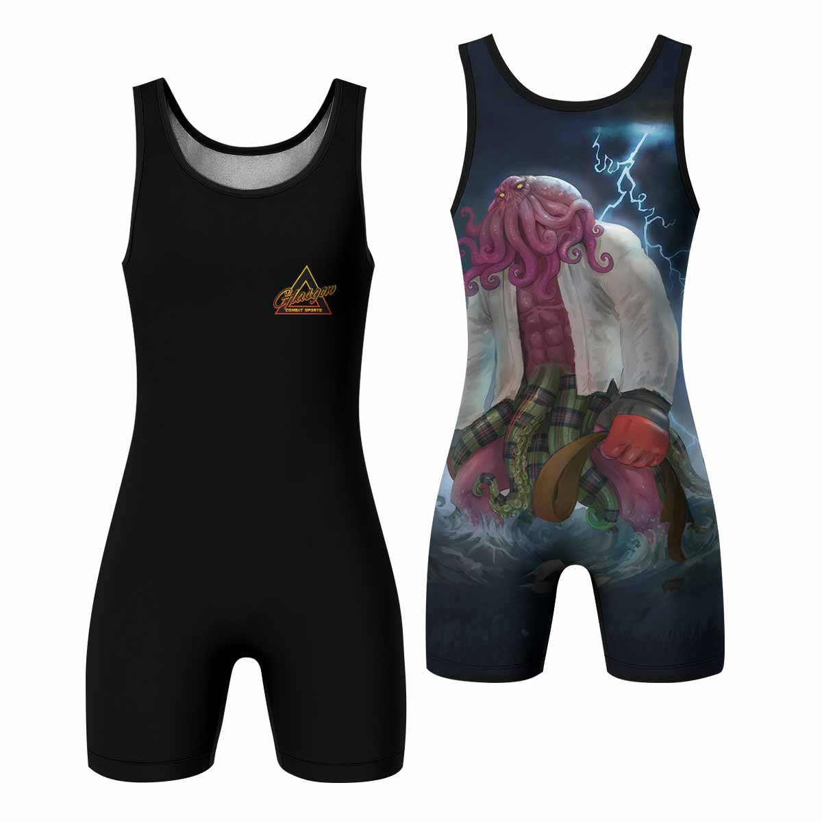 Brown Ranked Cthulhu Wrestling Singlet – front and back view