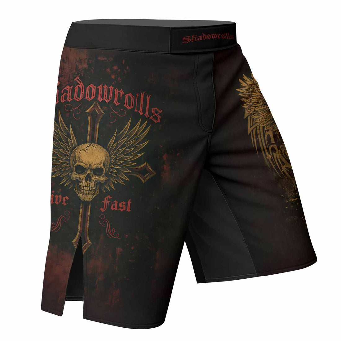 Burning Cross Rebellion Fight Shorts - right side mockup