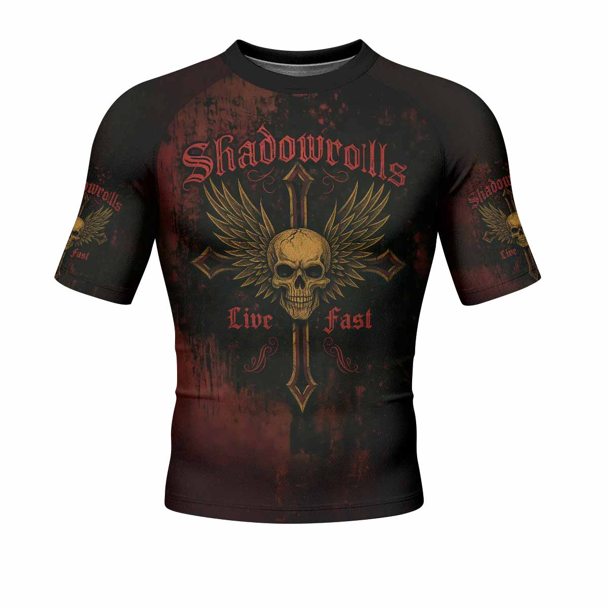 Burning Cross Rebellion Men's Rash Guard Short Sleeve - front view mockup 
