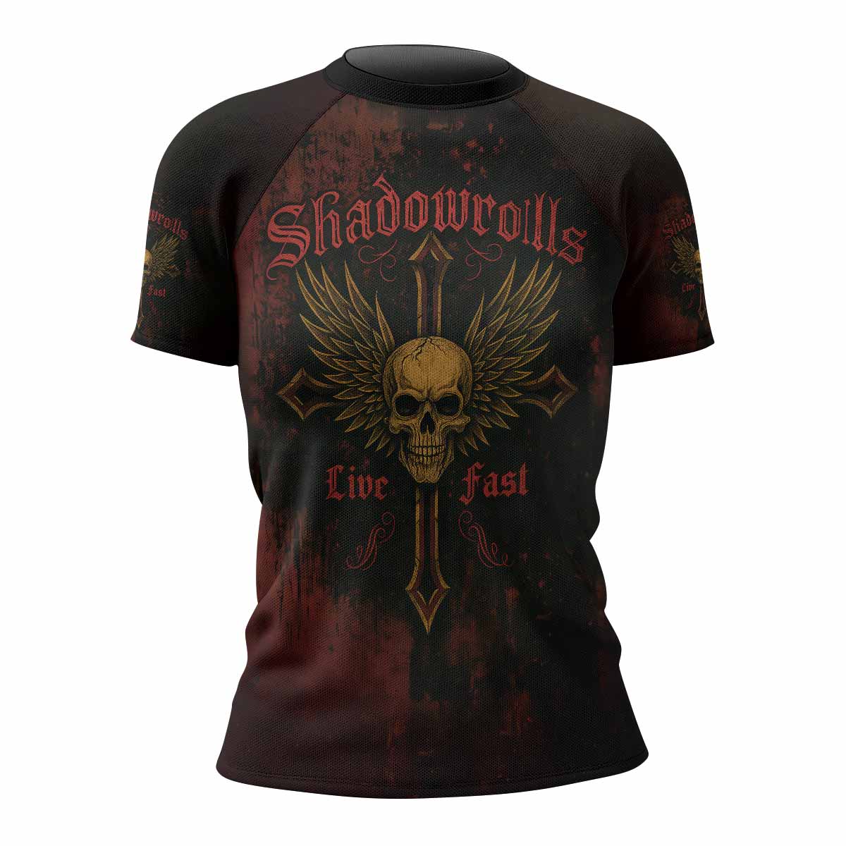 Burning Cross Rebellion Women's Rash Guard Short Sleeve - front view mockup 