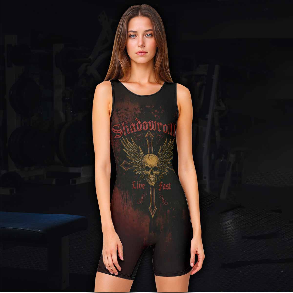 Burning Cross Rebellion Wrestling Singlet - women's lifestyle view