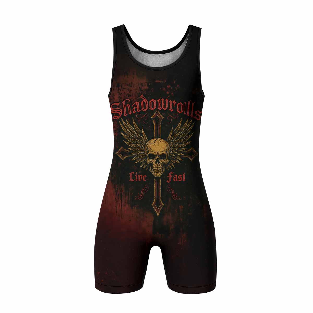 Burning Cross Rebellion Wrestling Singlet - front view mockup 