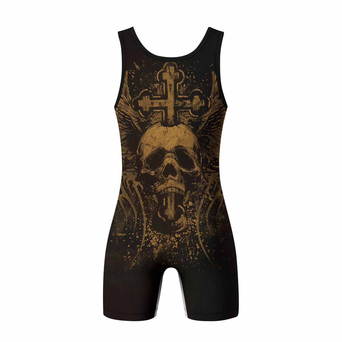 Burning Cross Rebellion Wrestling Singlet - back view mockup 