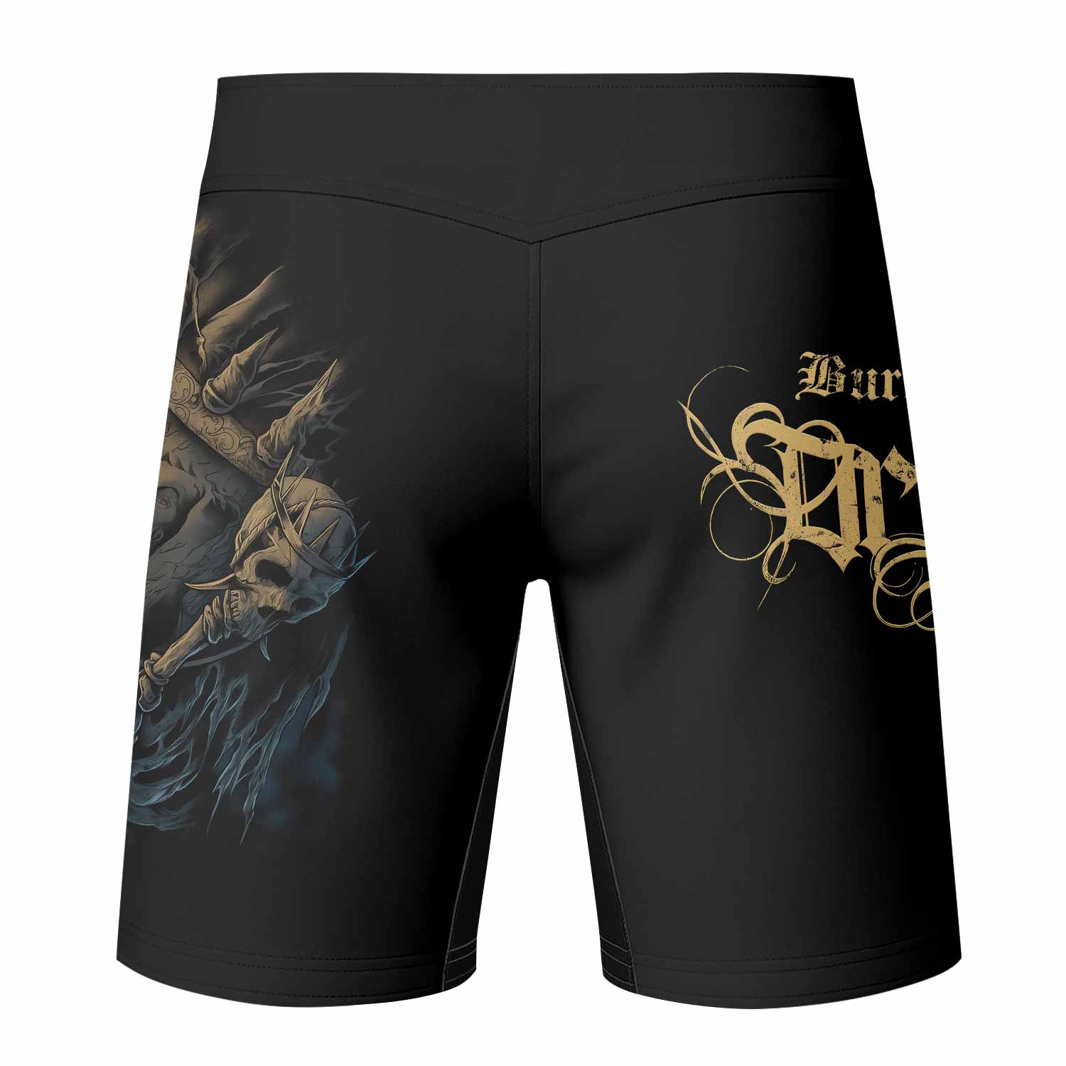 Burning the Dream Fight Shorts - back view mockup