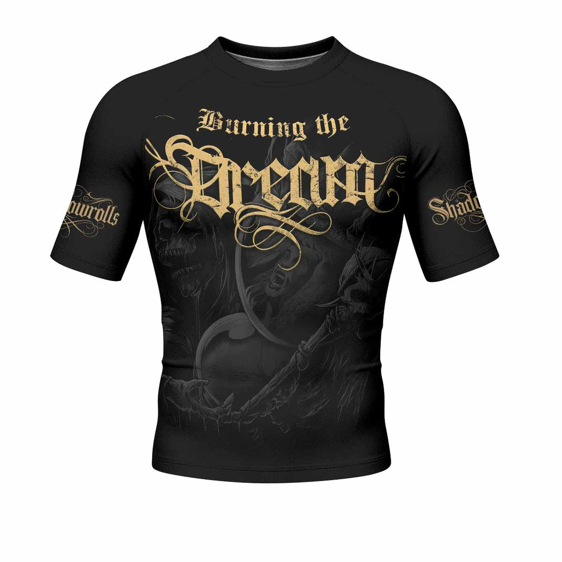 Burning the Dream Men's Rash Guard Short Sleeve - front and back view