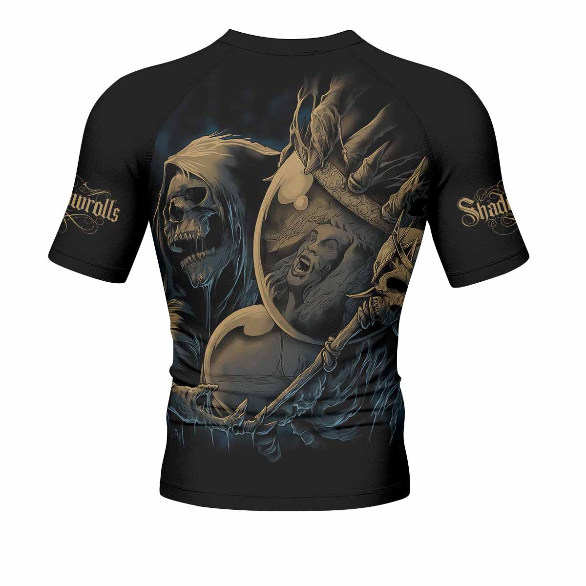 Burning the Dream Men's Rash Guard Short Sleeve - back view mockup 