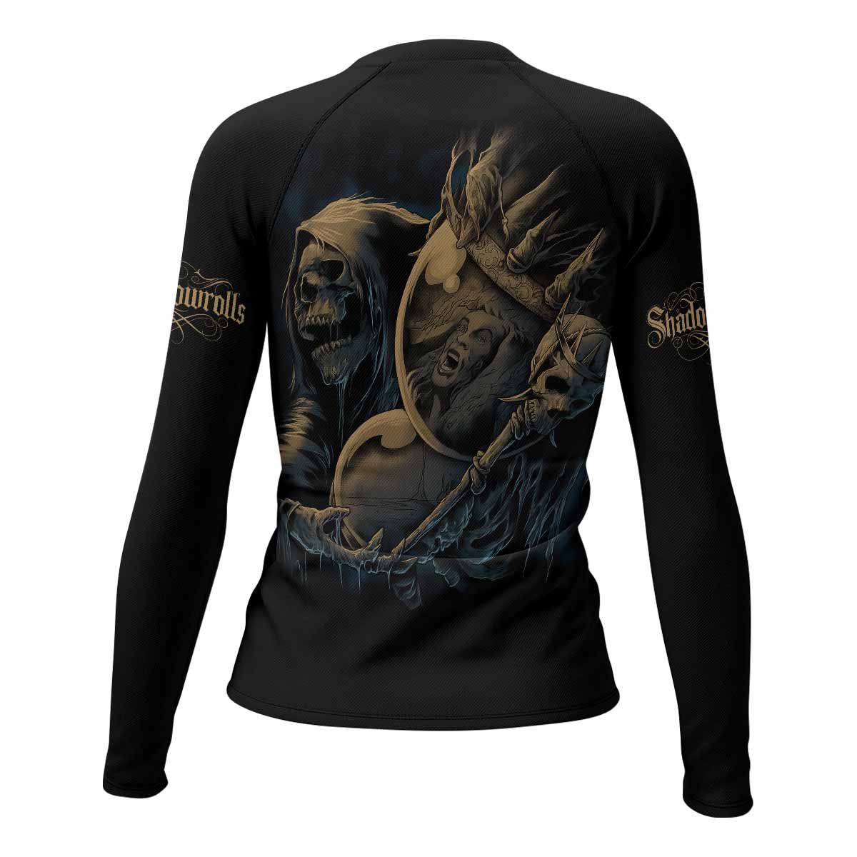 Burning the Dream Women's Rash Guard Long Sleeve - back view mockup 