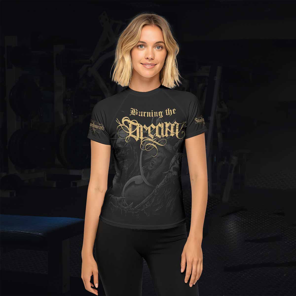 Burning the Dream Women's Rash Guard Short Sleeve - lifestyle view