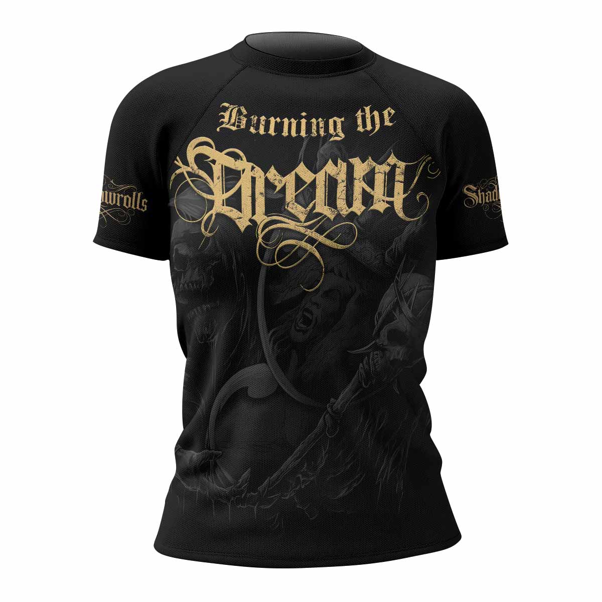 Burning the Dream Women's Rash Guard Short Sleeve - front view mockup 