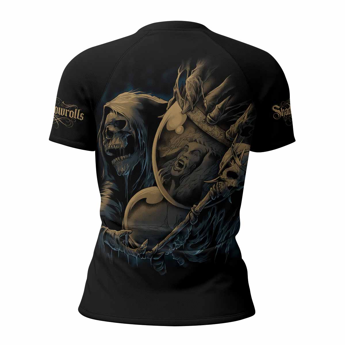 Burning the Dream Women's Rash Guard Short Sleeve - back view mockup 