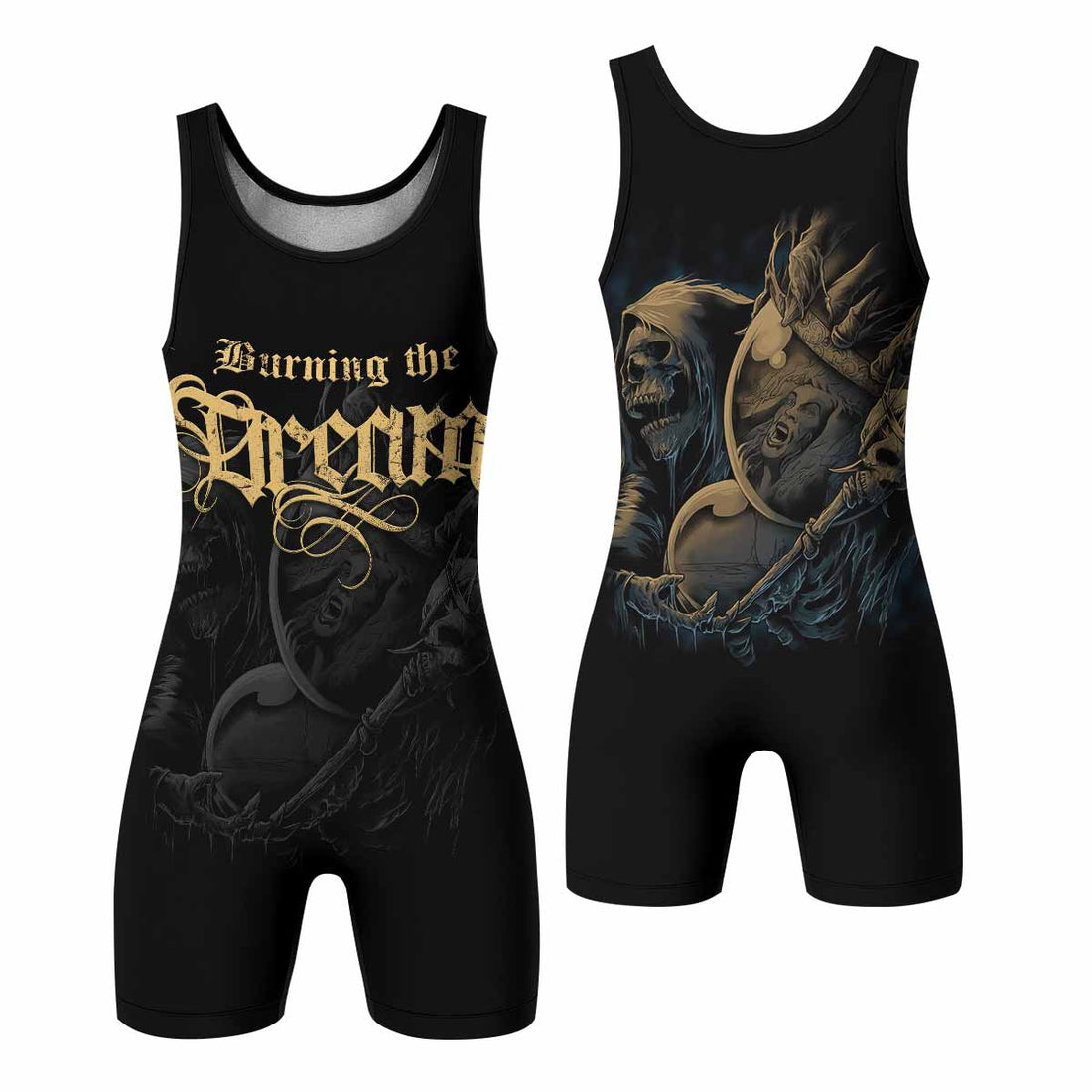 Burning the Dream Wrestling Singlet - front and back view
