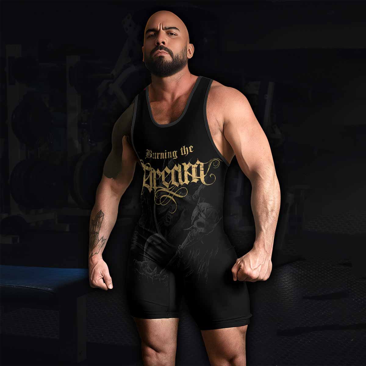 Burning the Dream Wrestling Singlet - men's lifestyle view