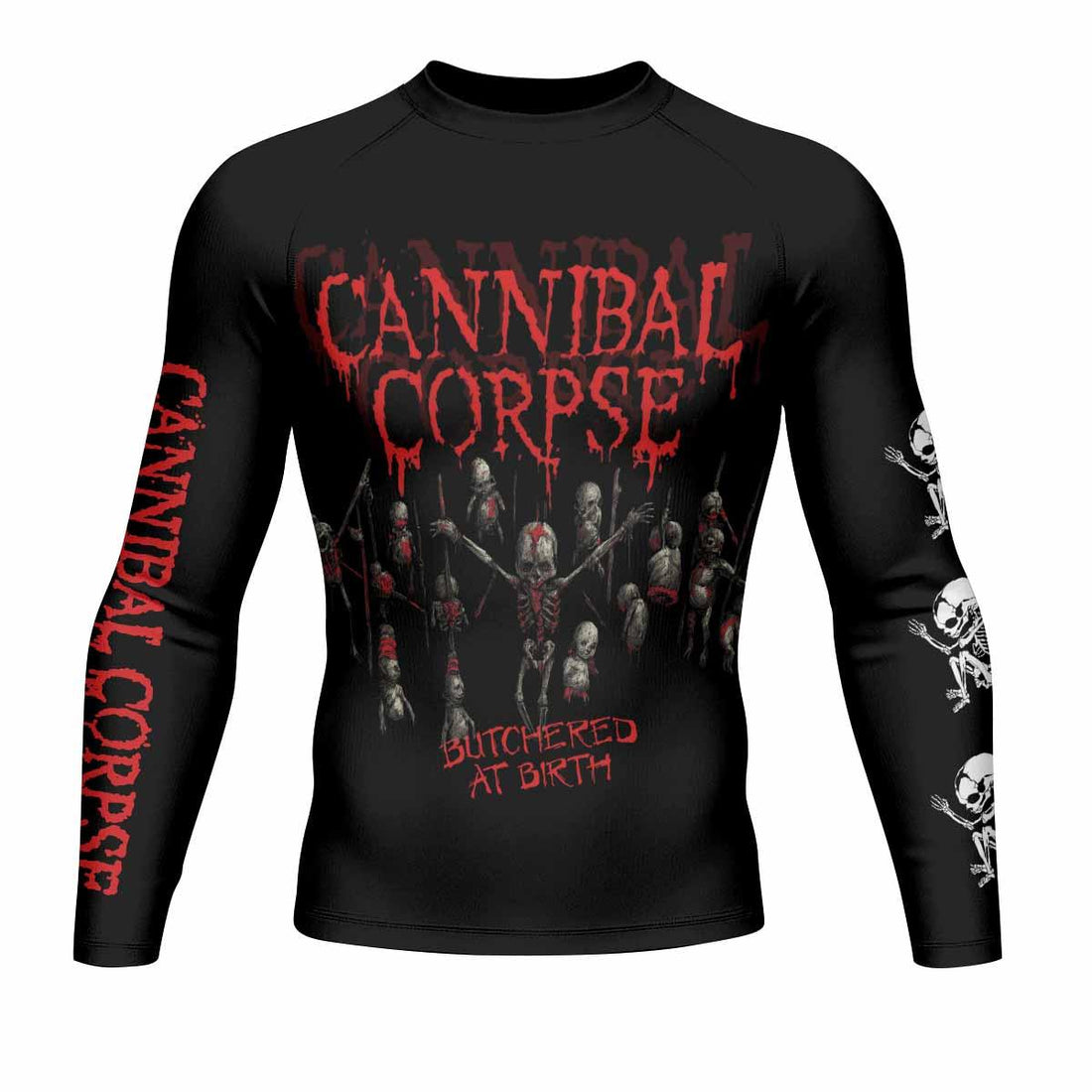Butchered at Birth Men's Rash Guard Long Sleeve - front and back view