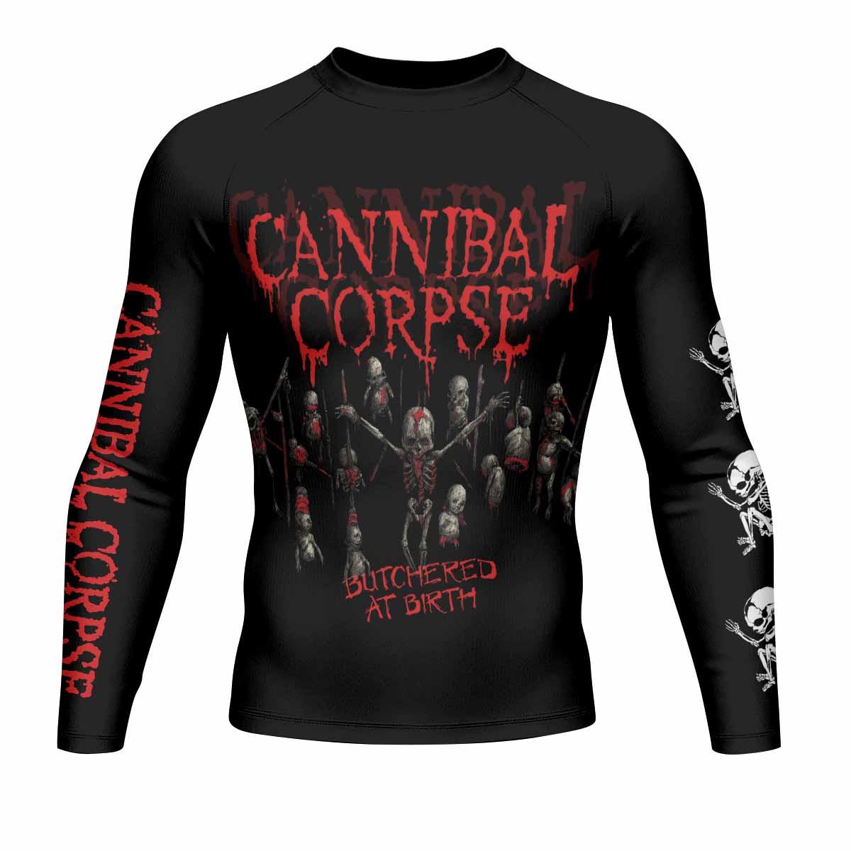 Butchered at Birth Men's Rash Guard Long Sleeve - front view mockup