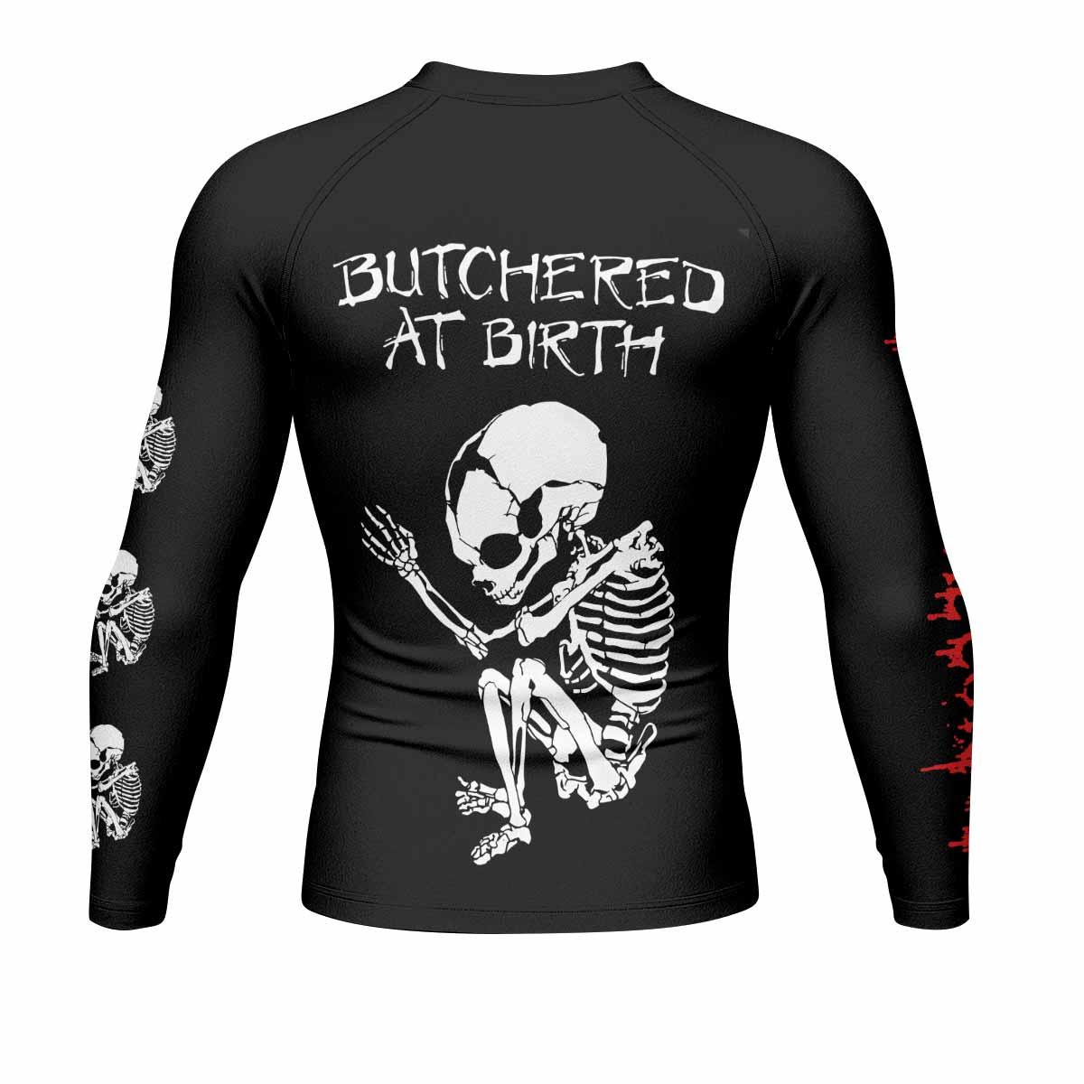 Butchered at Birth Men's Rash Guard Long Sleeve - back view mockup
