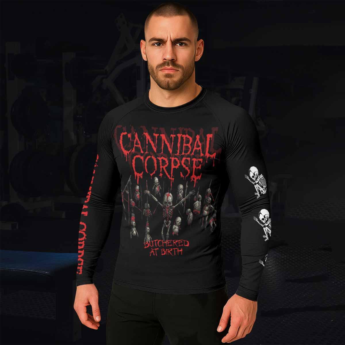 Butchered at Birth Men's Rash Guard Long Sleeve - lifestyle view