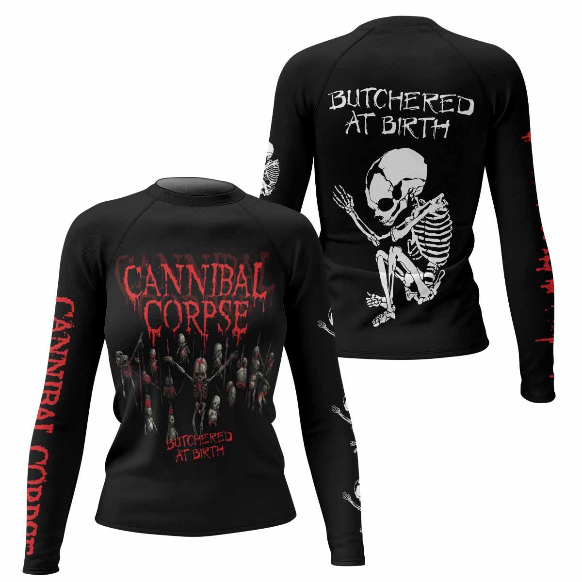 Butchered at Birth Women's Rash Guard Long Sleeve - front and back view