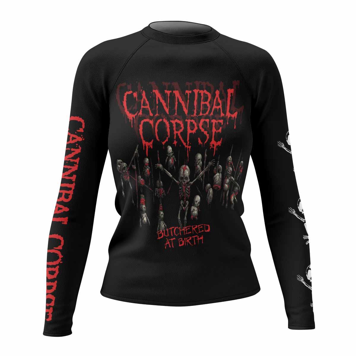 Butchered at Birth Women's Rash Guard Long Sleeve - front view mockup