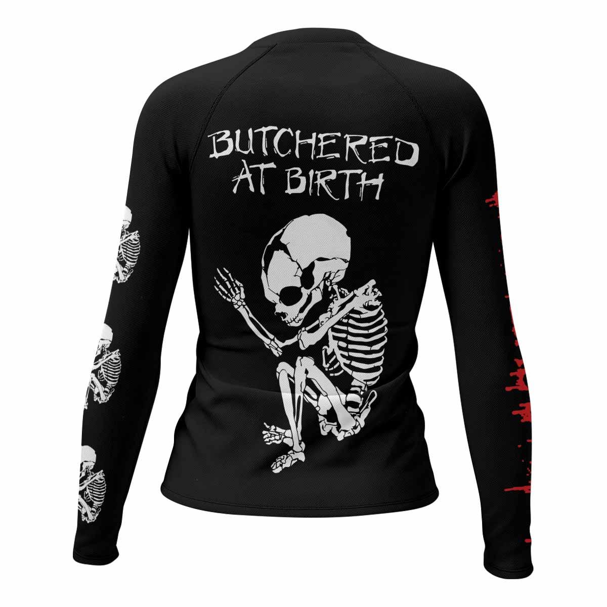 Butchered at Birth Women's Rash Guard Long Sleeve - back view mockup