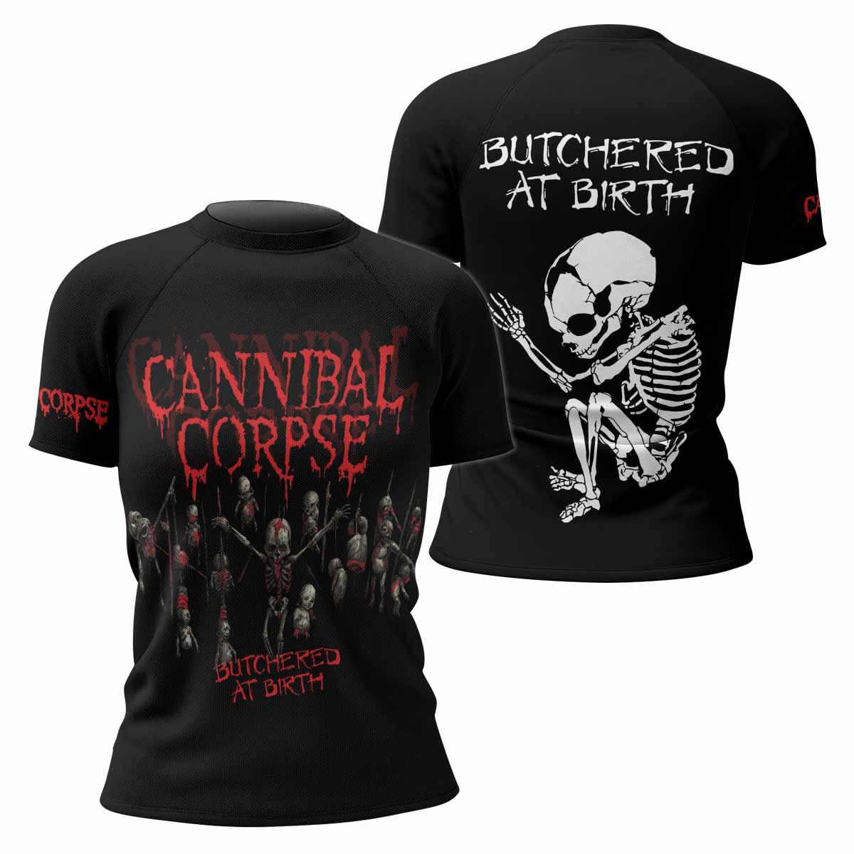 Butchered at Birth Women's Rash Guard Short Sleeve - front and back view