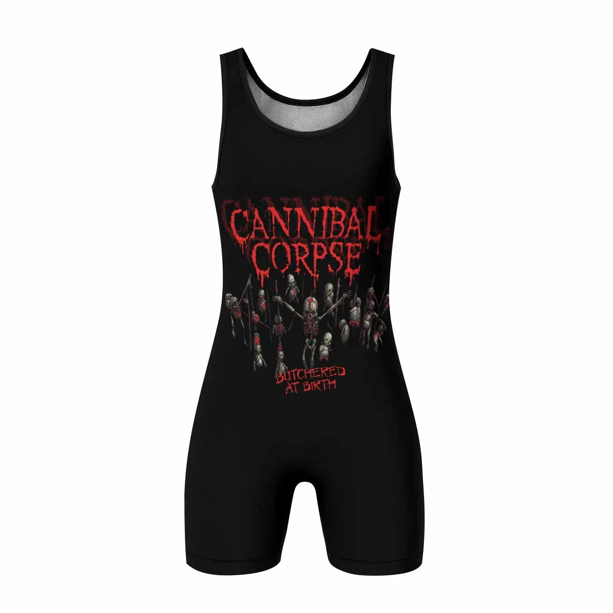 Butchered at Birth Wrestling Singlet - front view mockup