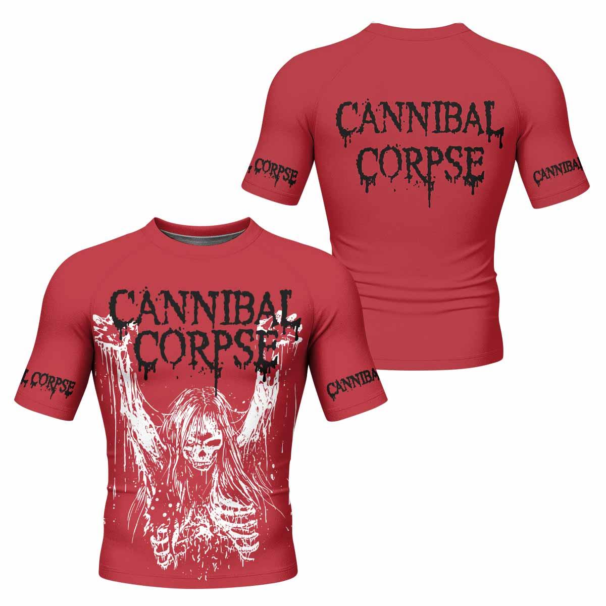 Cannibal Corpse Men's Rash Guard Short Sleeve - front and back view