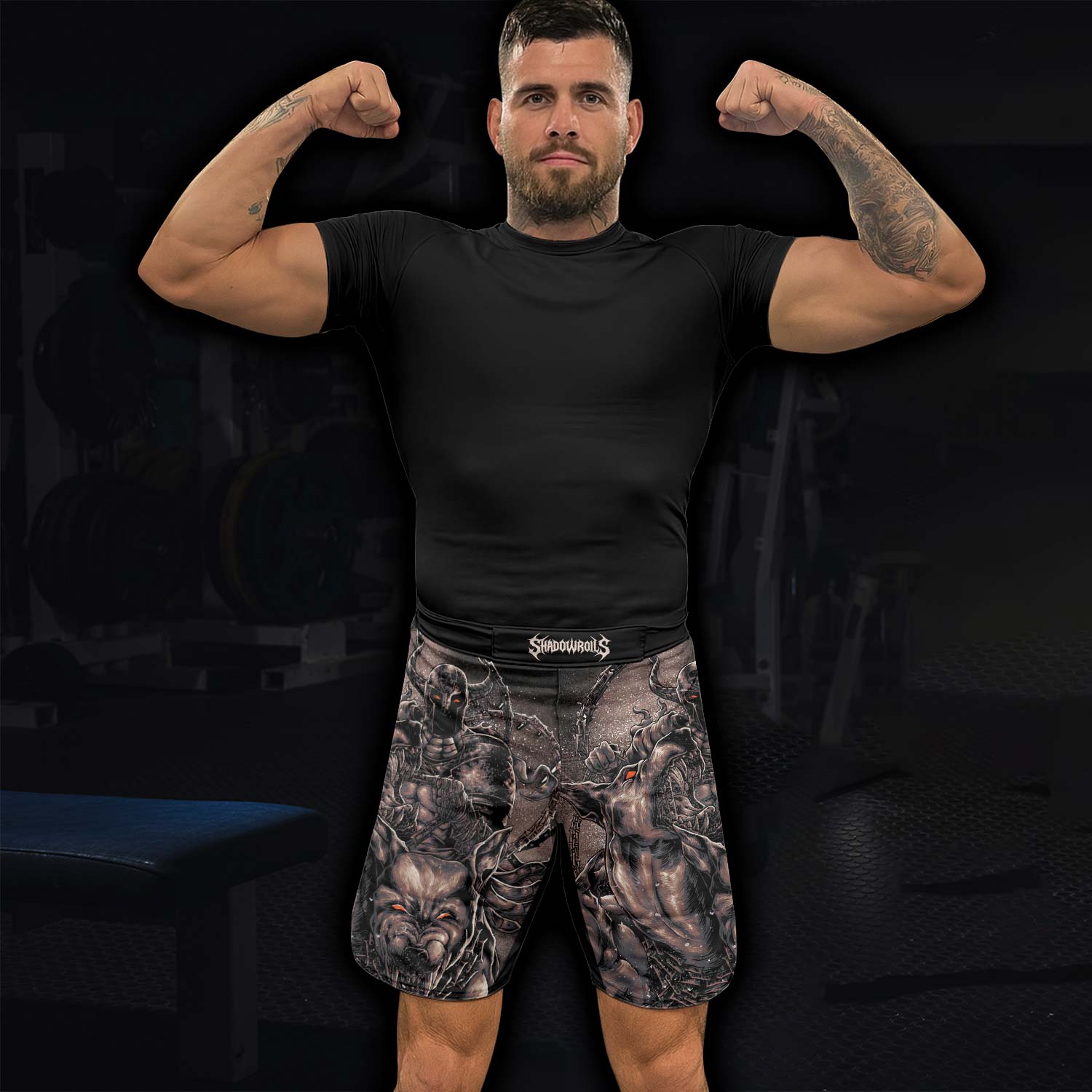 Cerberus Unleashed Fight Shorts – lifestyle view