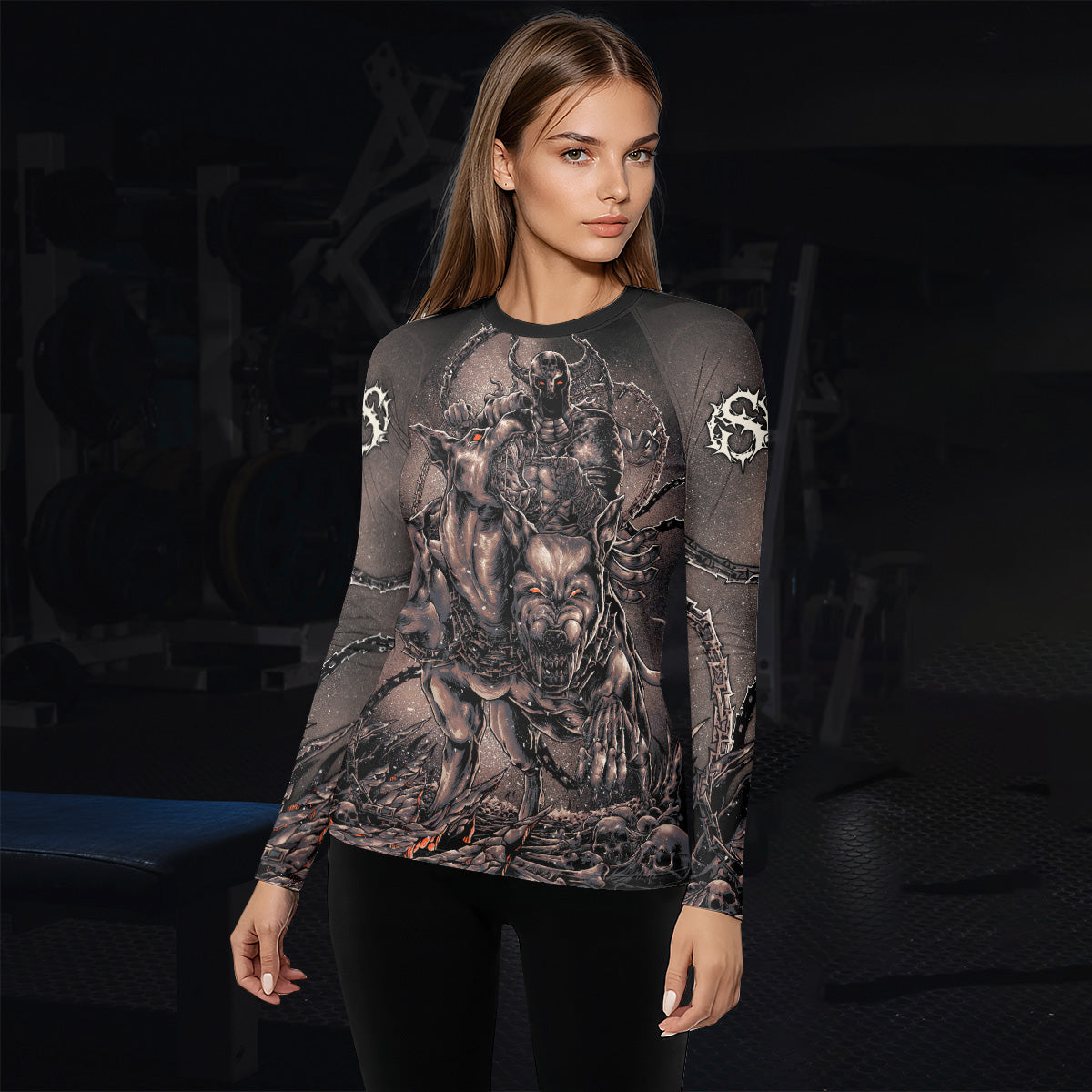 Cerberus Unleashed Women's Rash Guard Long Sleeve – lifestyle view