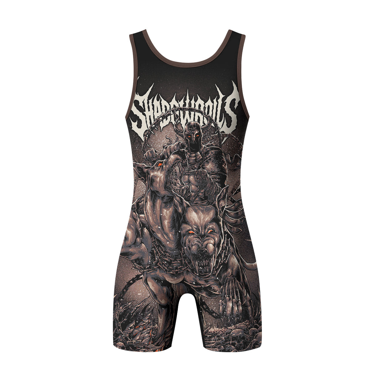 Cerberus Unleashed Wrestling Singlet – back view mockup 