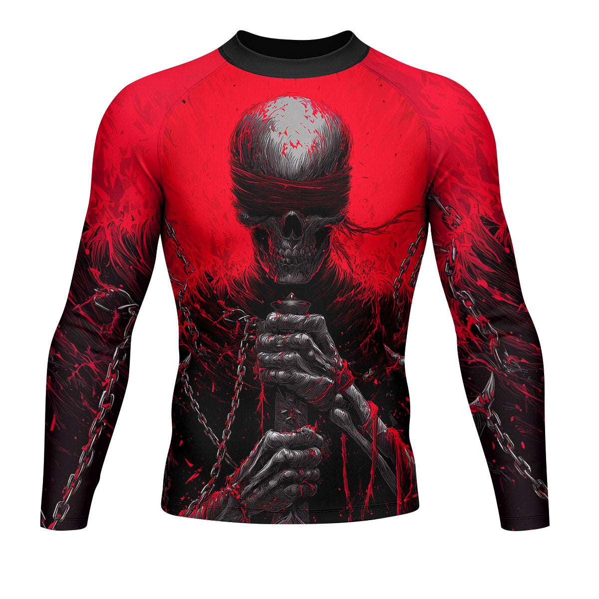 Chained Warrior Men’s Long Sleeve Rash Guard - front view mockup