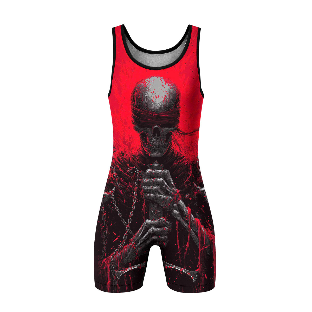 Chained Warrior Wrestling Singlet - front view mockup