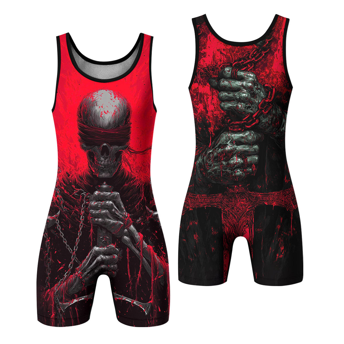 Chained Warrior Wrestling Singlet - front and back view