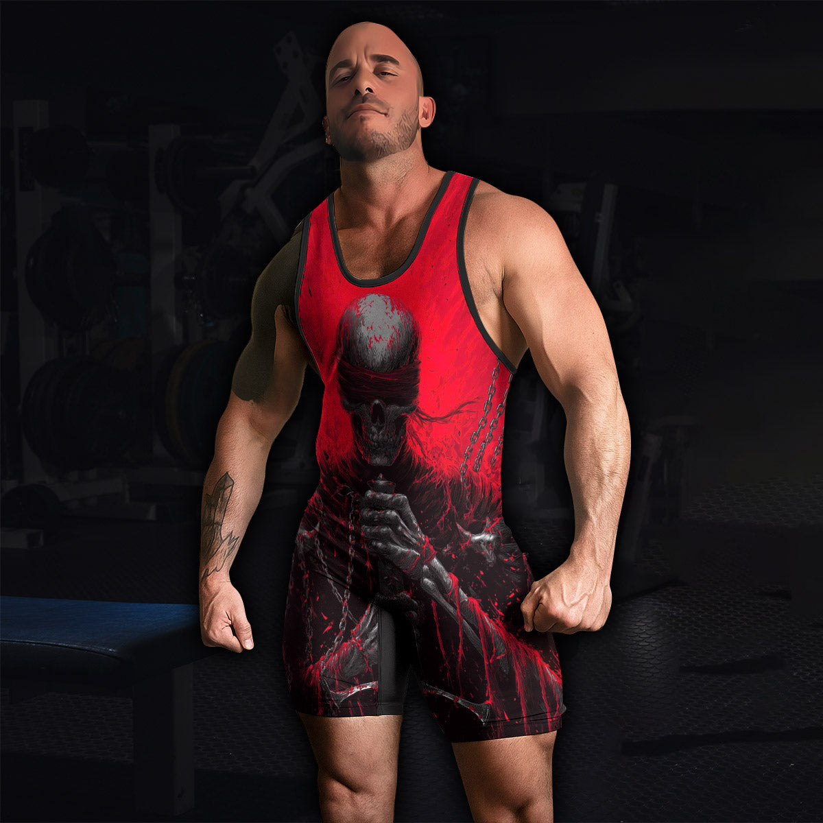 Chained Warrior Wrestling Singlet - men's lifestyle view