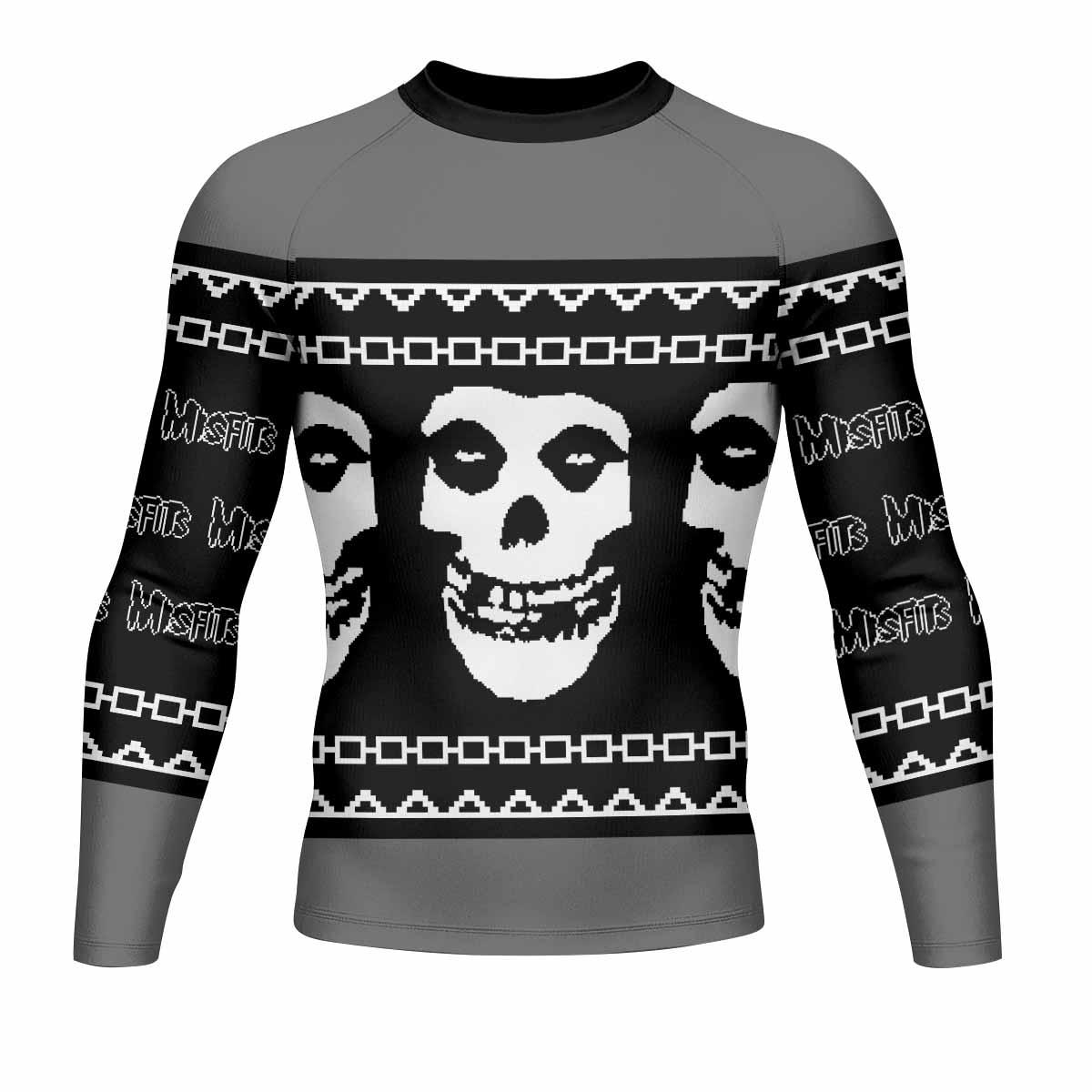 Christmas Misfits Men's Rash Guard Long Sleeve - front view mockup