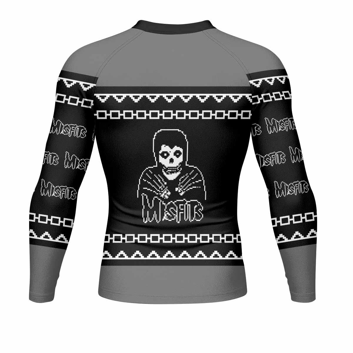 Christmas Misfits Men's Rash Guard Long Sleeve - back view mockup
