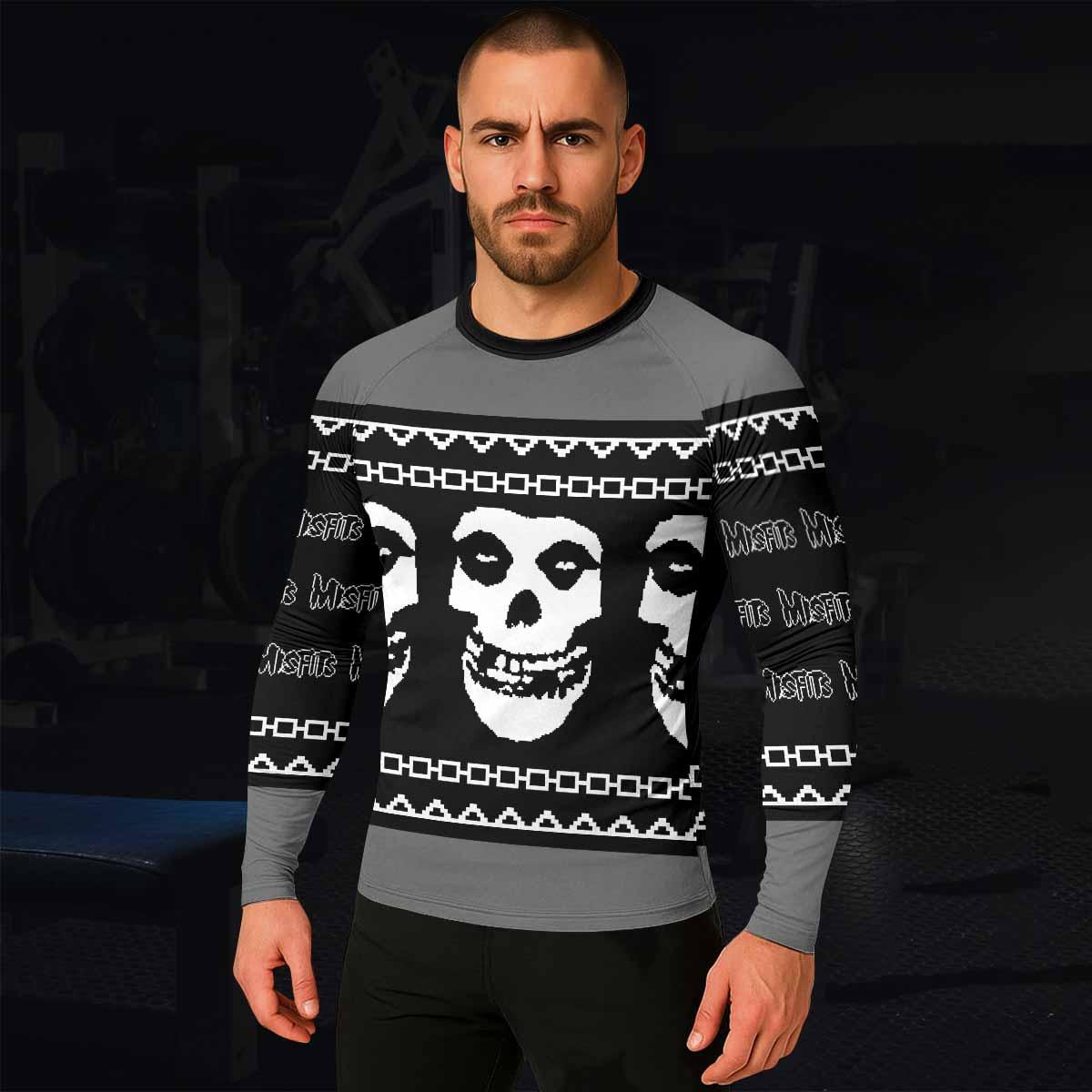 Christmas Misfits Men's Rash Guard Long Sleeve - lifestyle view
