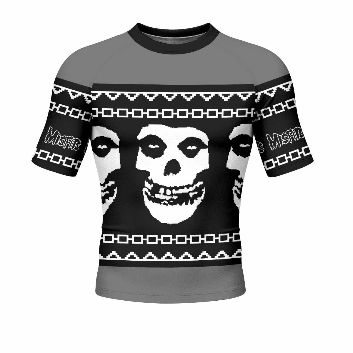Christmas Misfits Men's Rash Guard Short Sleeve - front view mockup