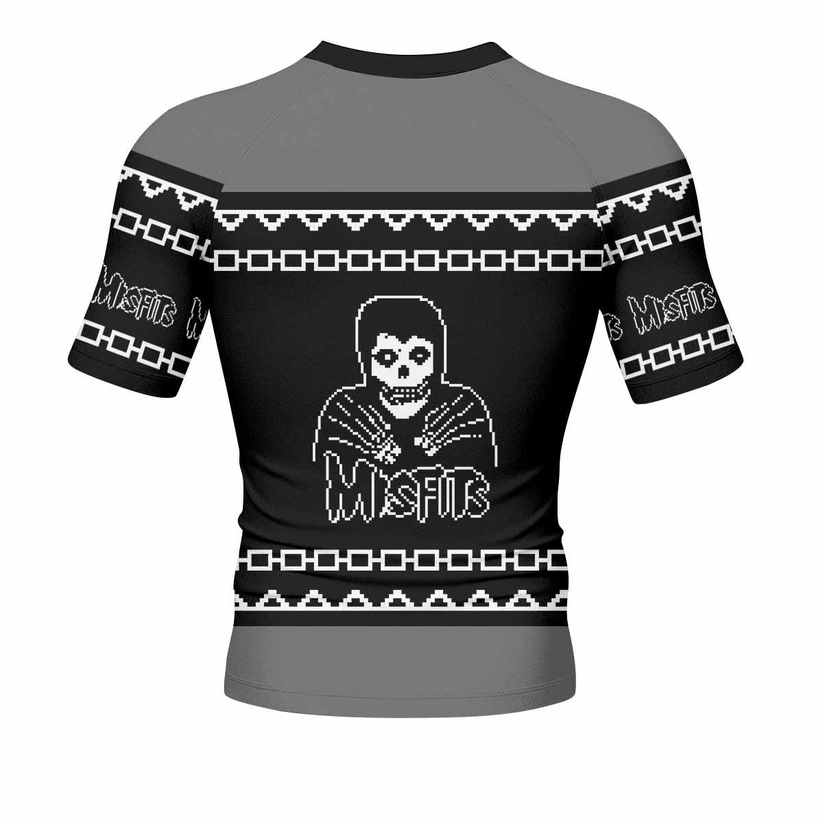 Christmas Misfits Men's Rash Guard Short Sleeve - back view mockup