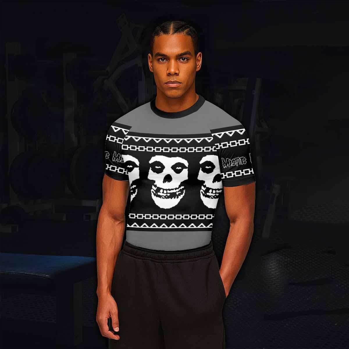 Christmas Misfits Men's Rash Guard Short Sleeve - lifestyle view
