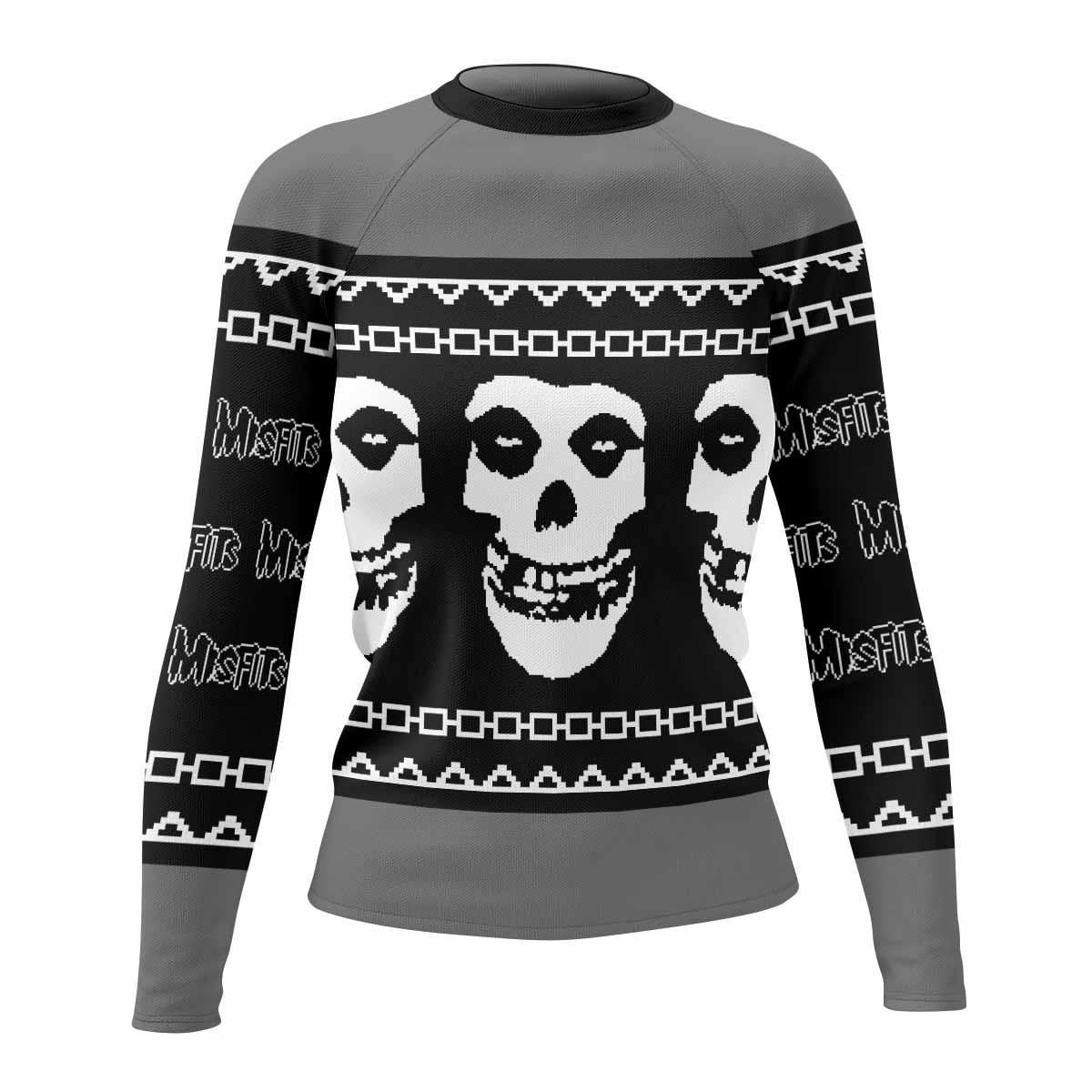 Christmas Misfits Women's Rash Guard Long Sleeve - front view mockup