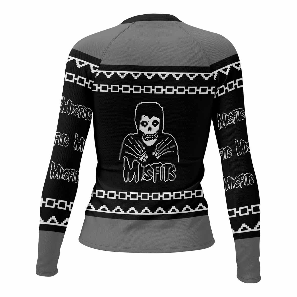 Christmas Misfits Women's Rash Guard Long Sleeve - back view mockup