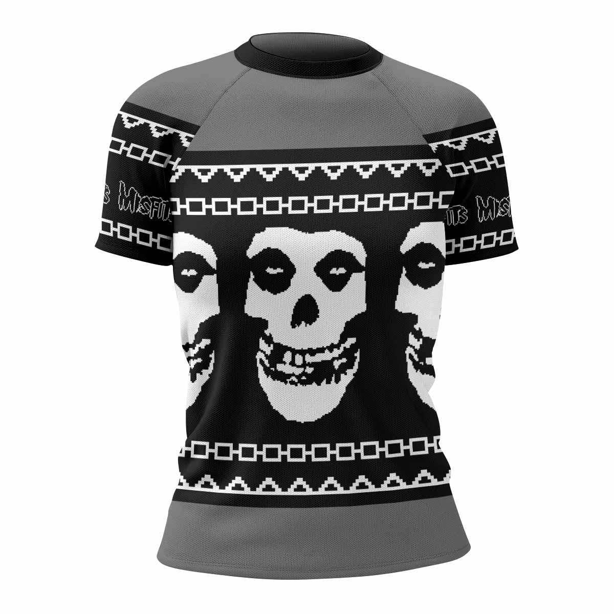 Christmas Misfits Women's Rash Guard Short Sleeve - front view mockup