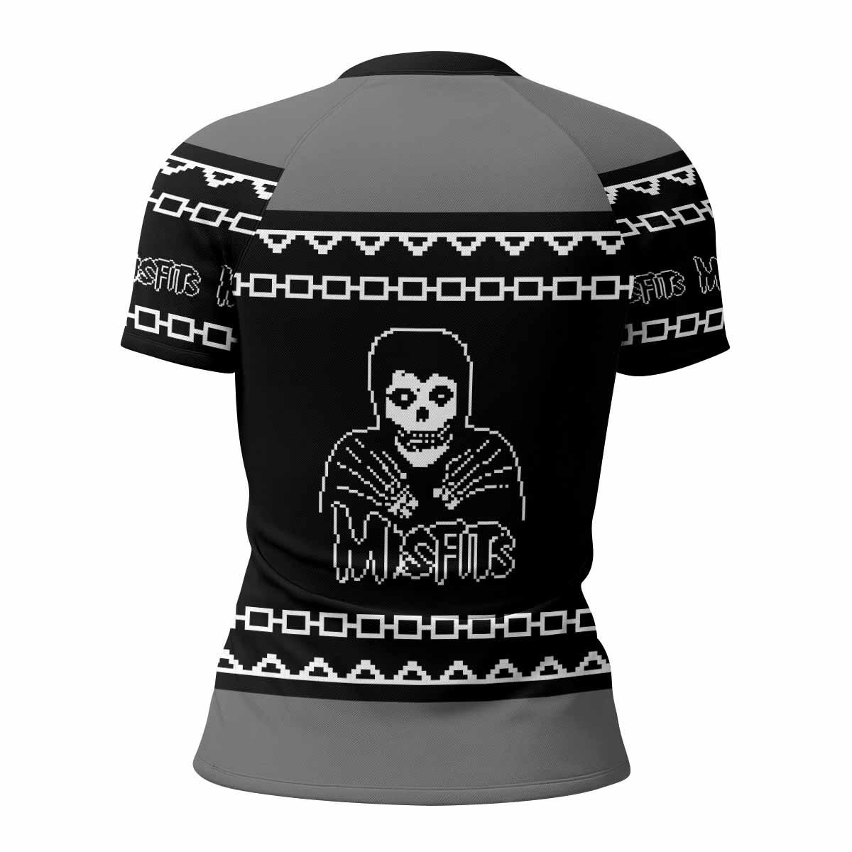 Christmas Misfits Women's Rash Guard Short Sleeve - back view mockup
