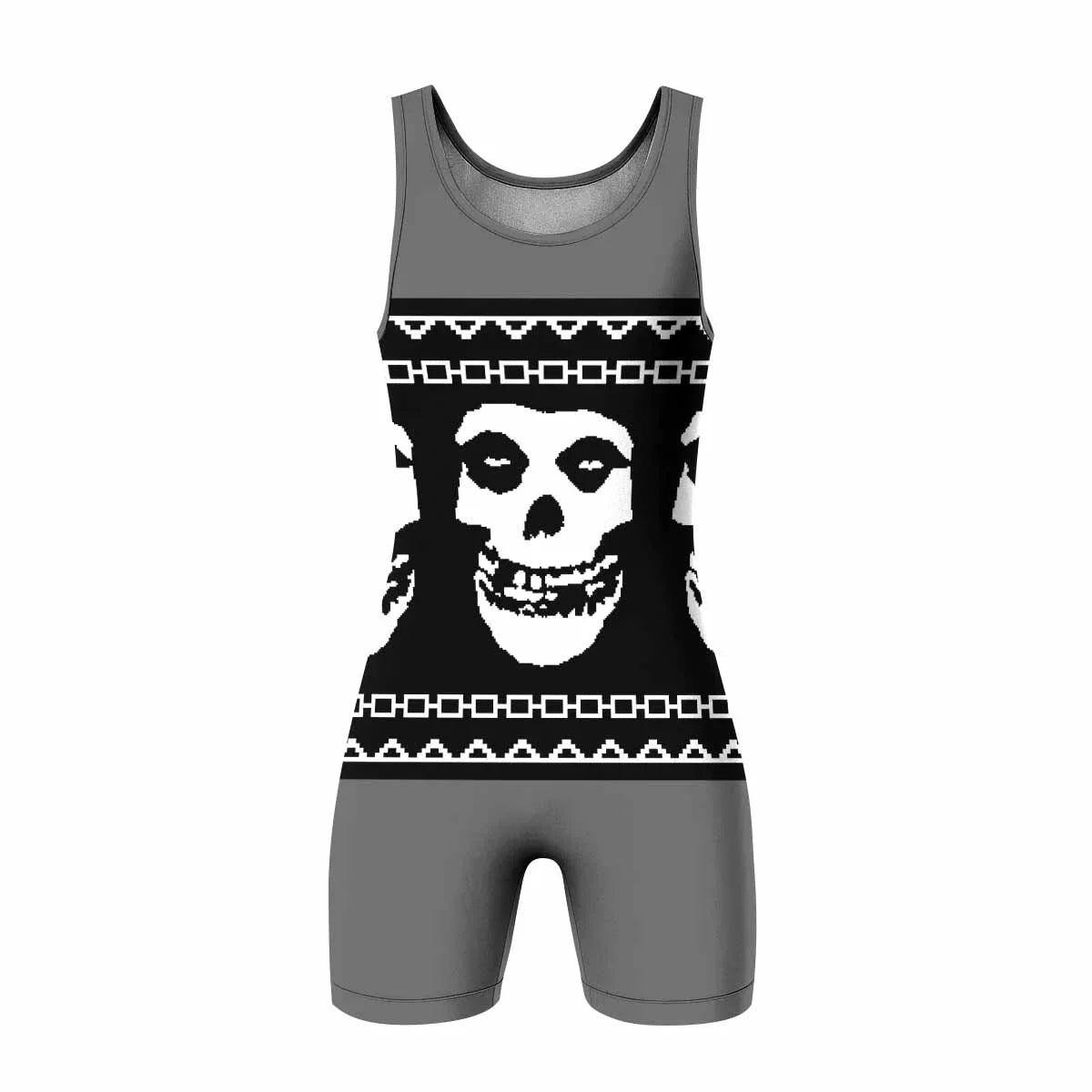 Christmas Misfits Wrestling Singlet - front view mockup