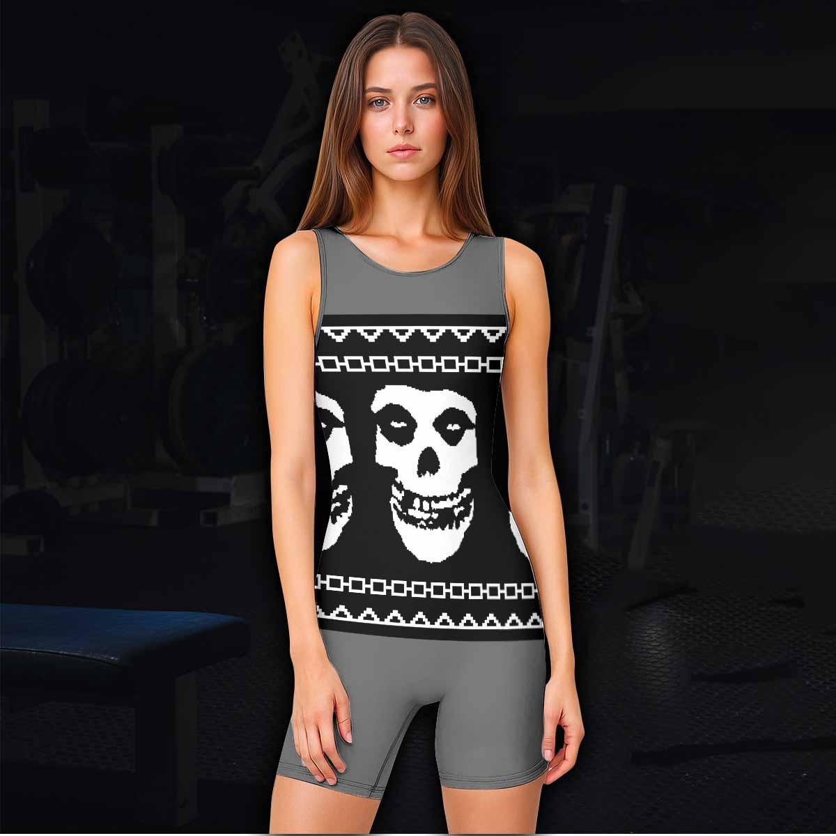 Christmas Misfits Wrestling Singlet - women's lifestyle view