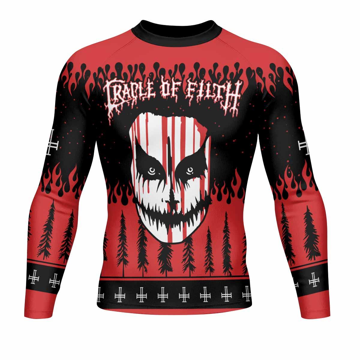Cradle of Filth Hail Santa Men's Rash Guard Long Sleeve - front view mockup