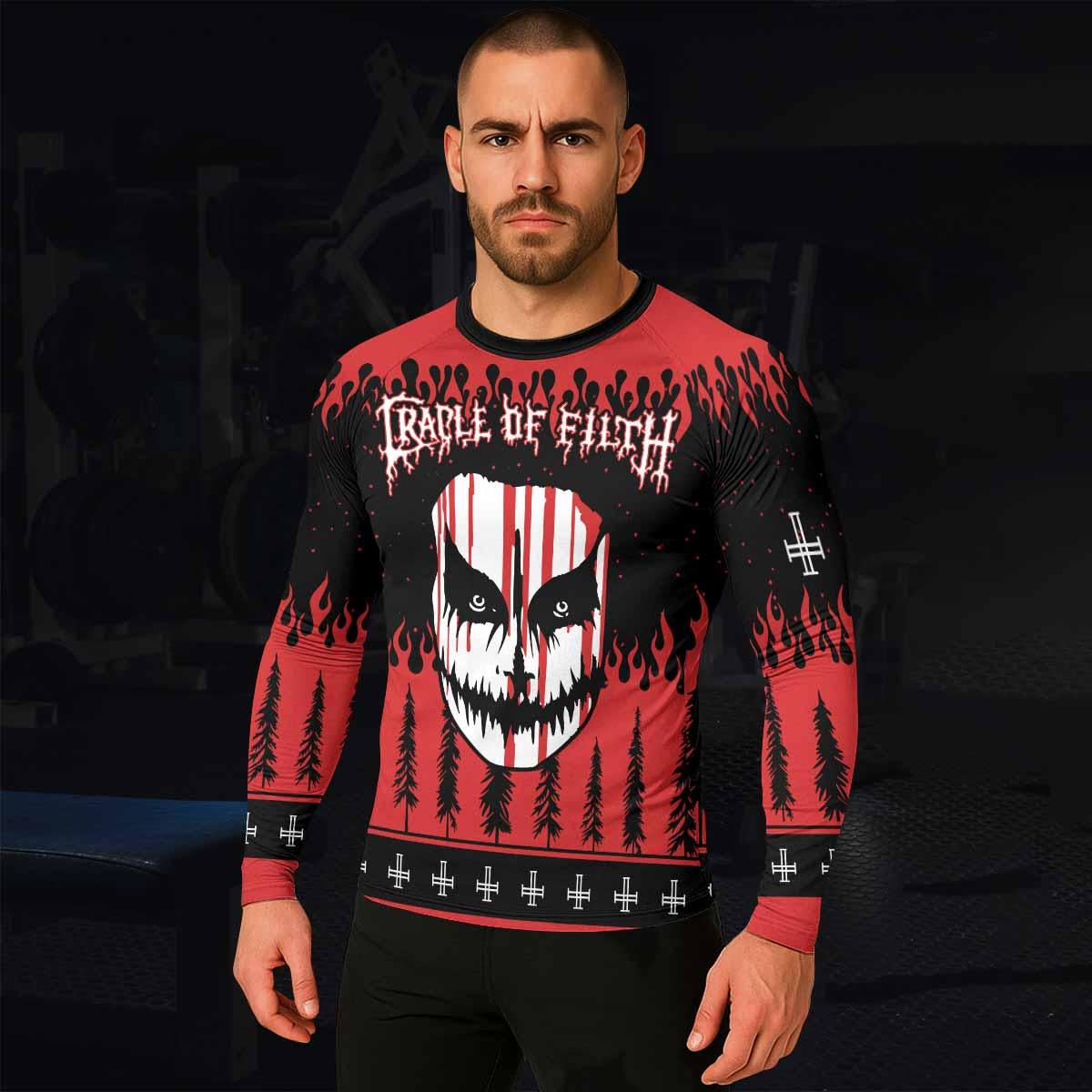 Cradle of Filth Hail Santa Men's Rash Guard Long Sleeve - lifestyle view