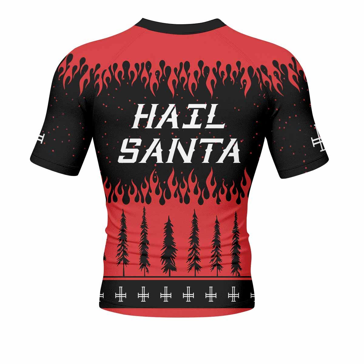 Cradle of Filth Hail Santa Men's Rash Guard Short Sleeve - back view mockup