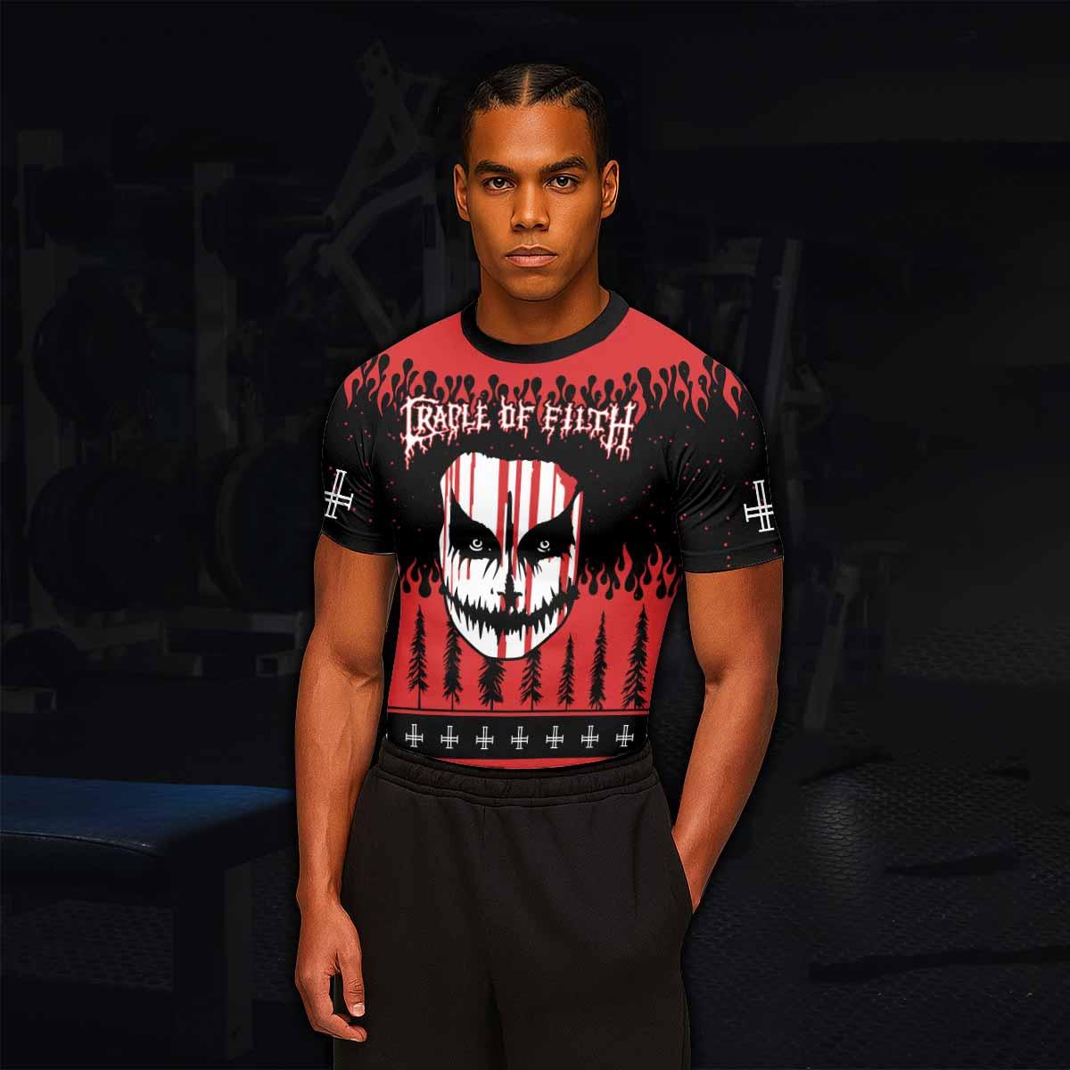 Cradle of Filth Hail Santa Men's Rash Guard Short Sleeve - lifestyle view
